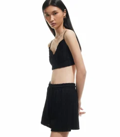 Koton Textured Mini Shorts black New