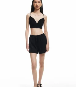 Koton Textured Mini Shorts black New