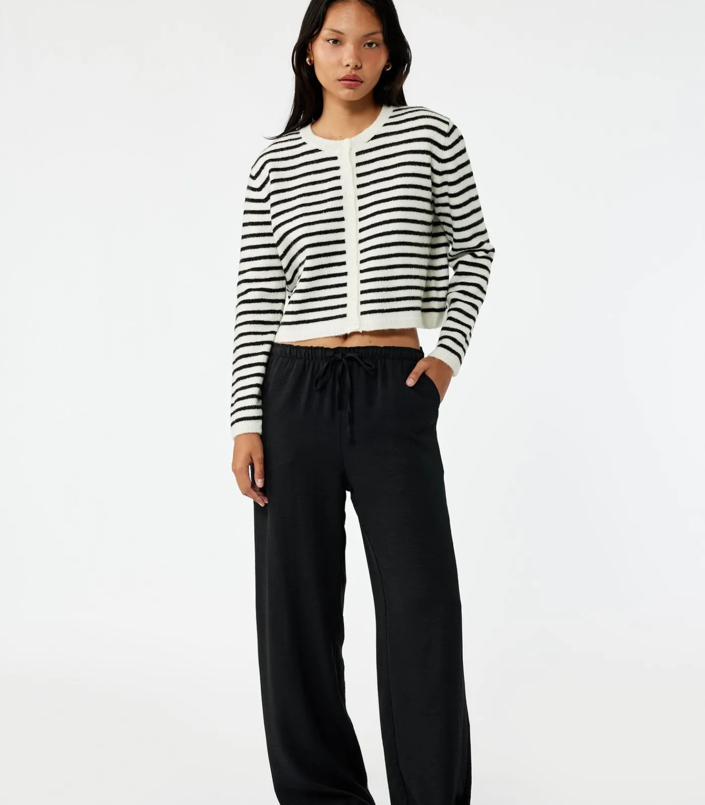 Koton Wide Leg Trousers black Hot