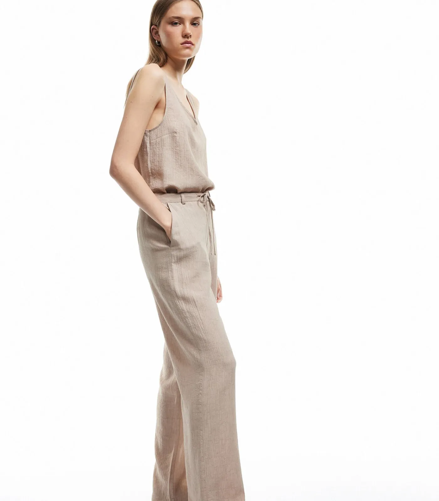 Koton Wide Leg Trousers beige Discount