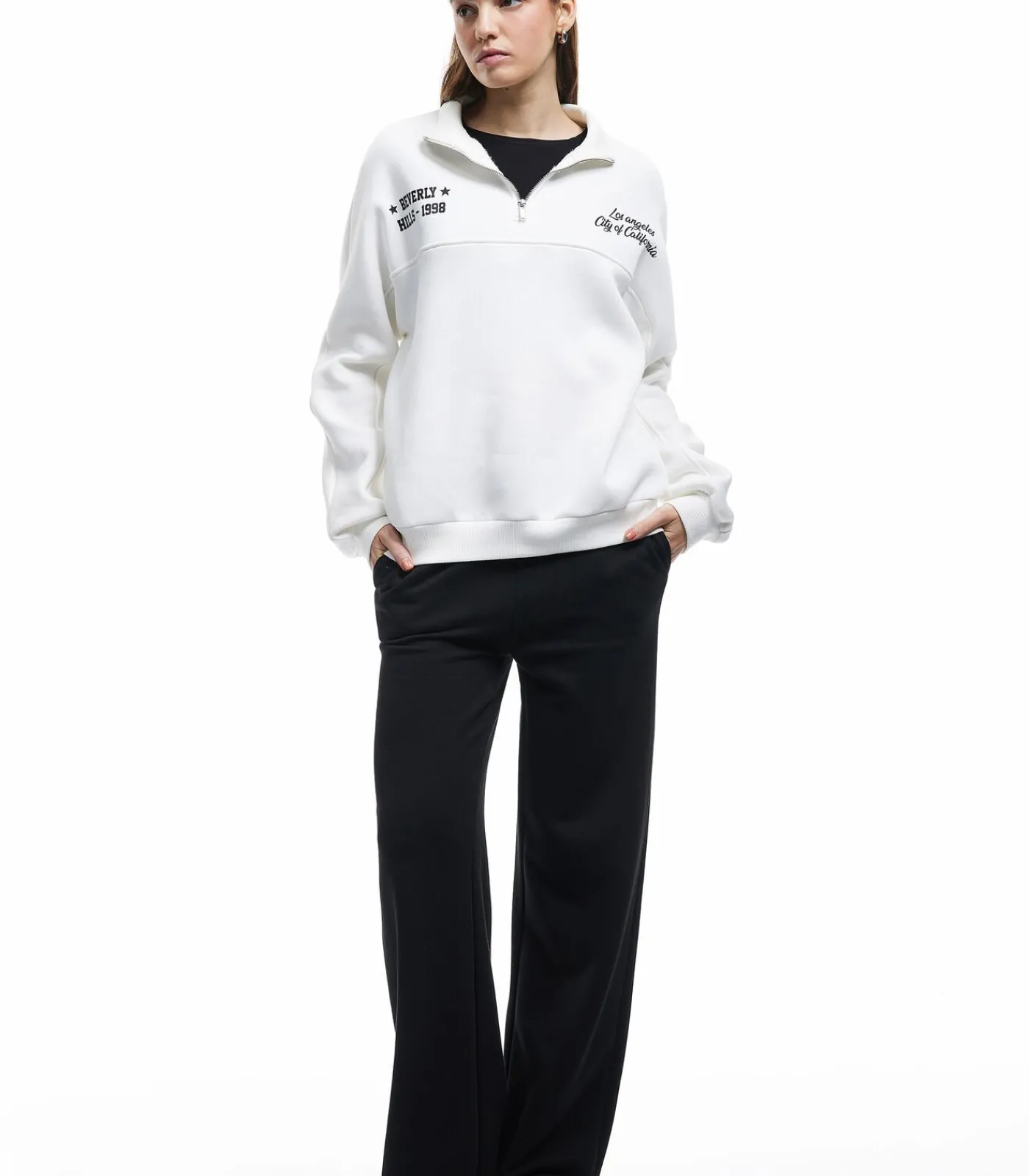 Koton Zip Up Sweatshirt white Online