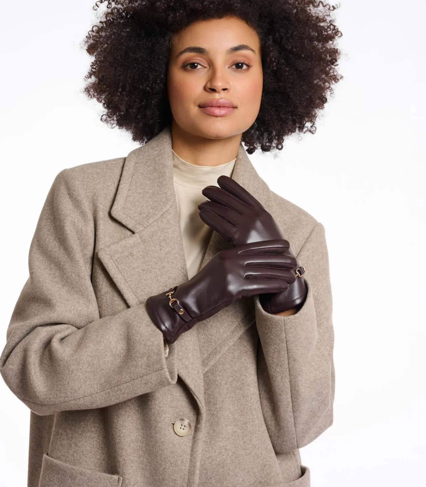Rino&Pelle Kunstleren handschoenen Chocoladeboon M brown Best