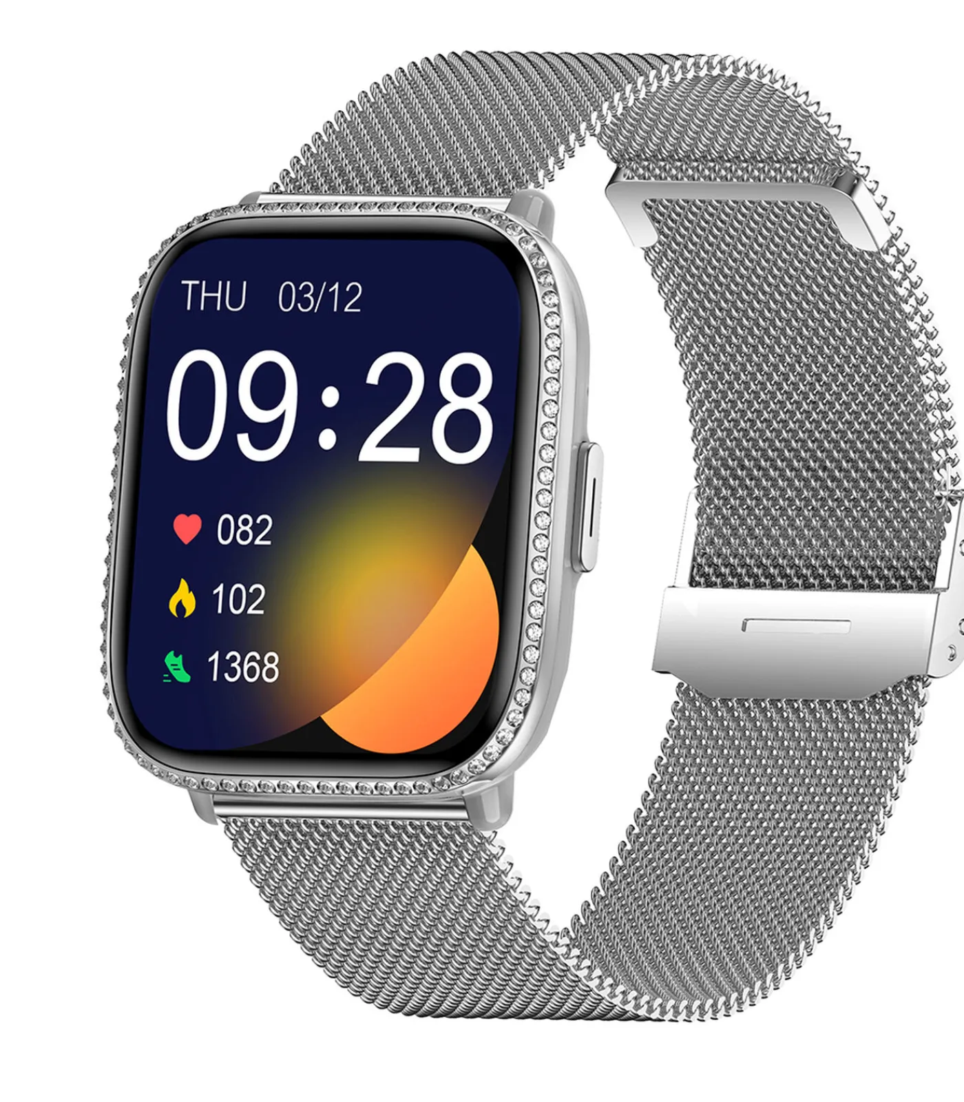 SMARTY 2.0 LADY - Rechthoekige metalen kast met stenen - Milanese mesh armband silver Sale