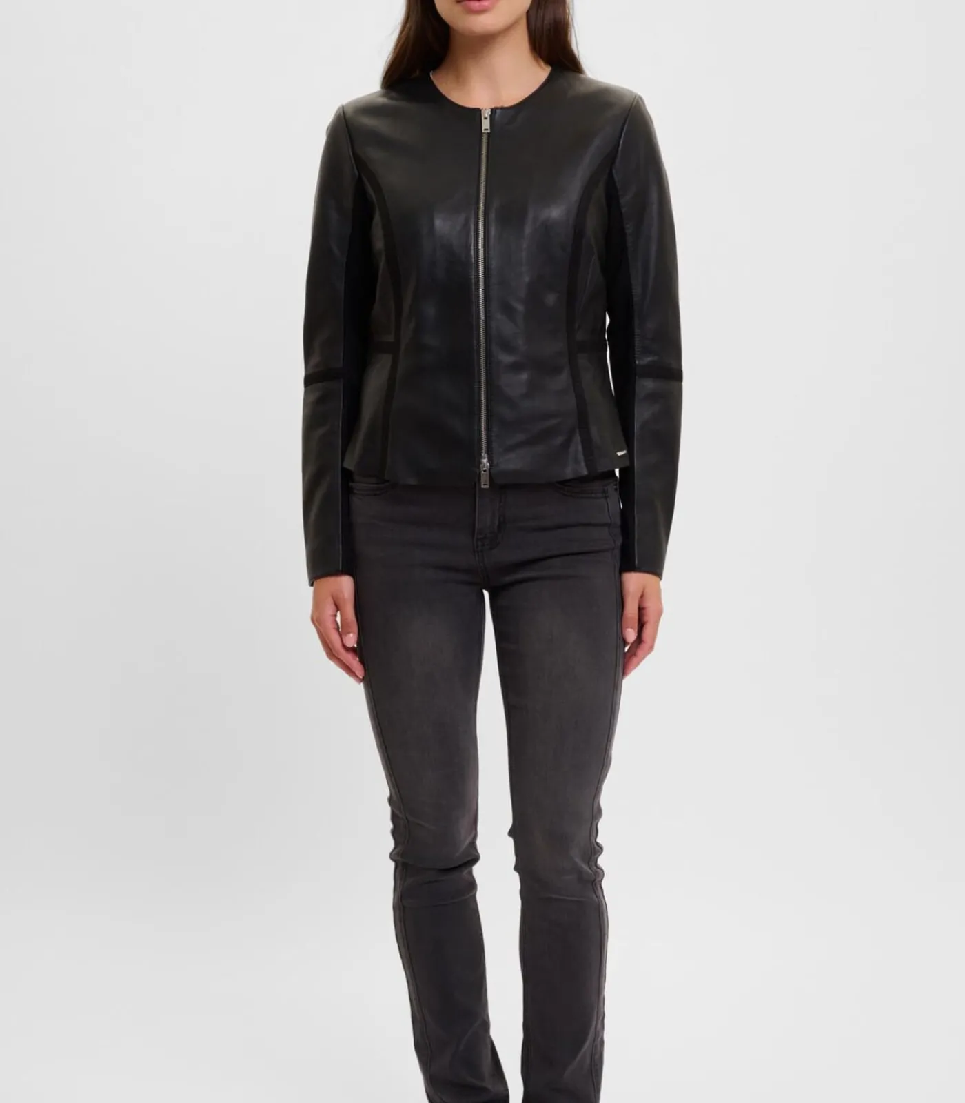 Rino&Pelle Lamsleren jas met jersey punti Zwart 48 black Outlet