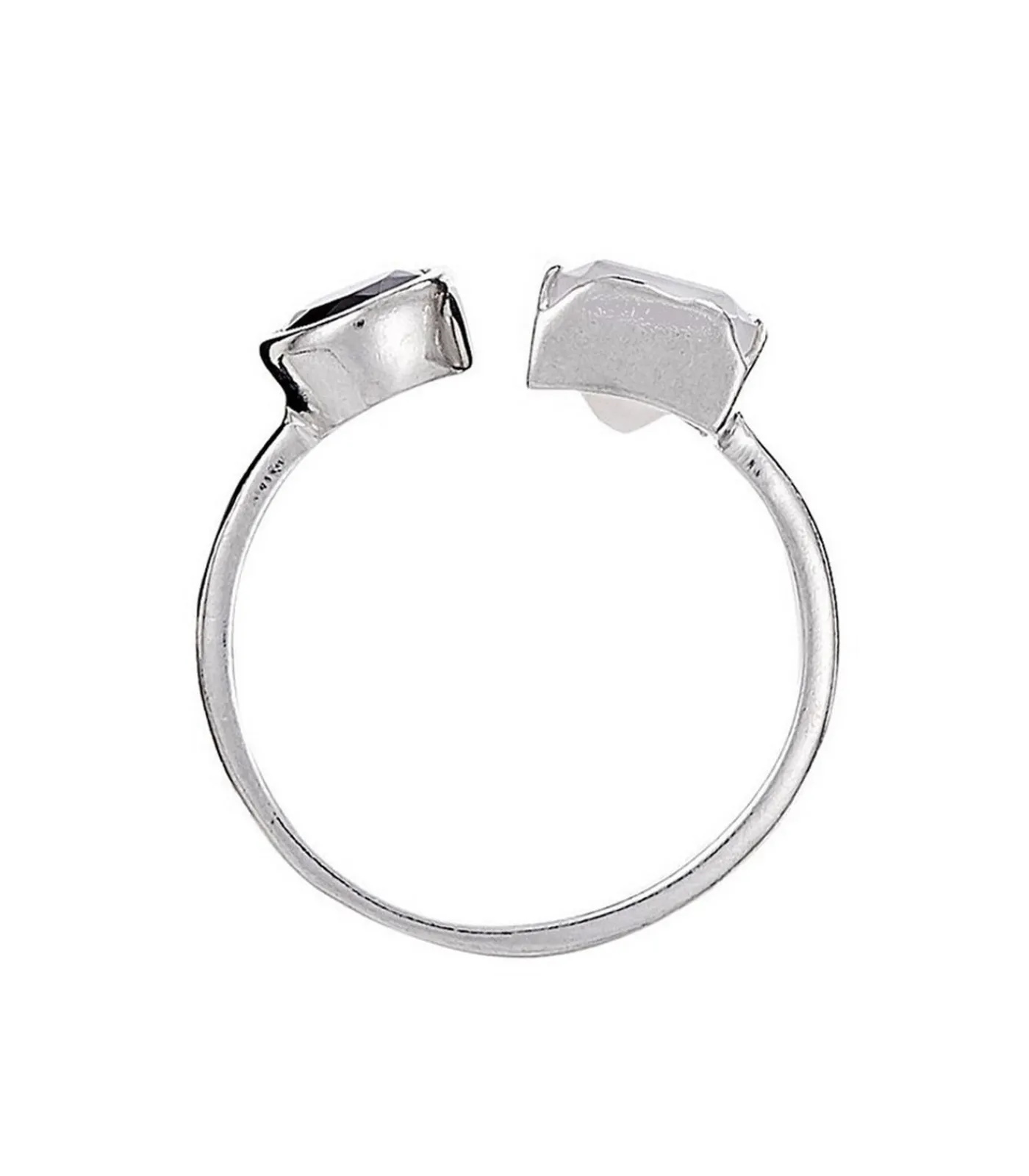 MES BIJOUX Léane ring bezet met maansteen & zwarte onyx silver Discount