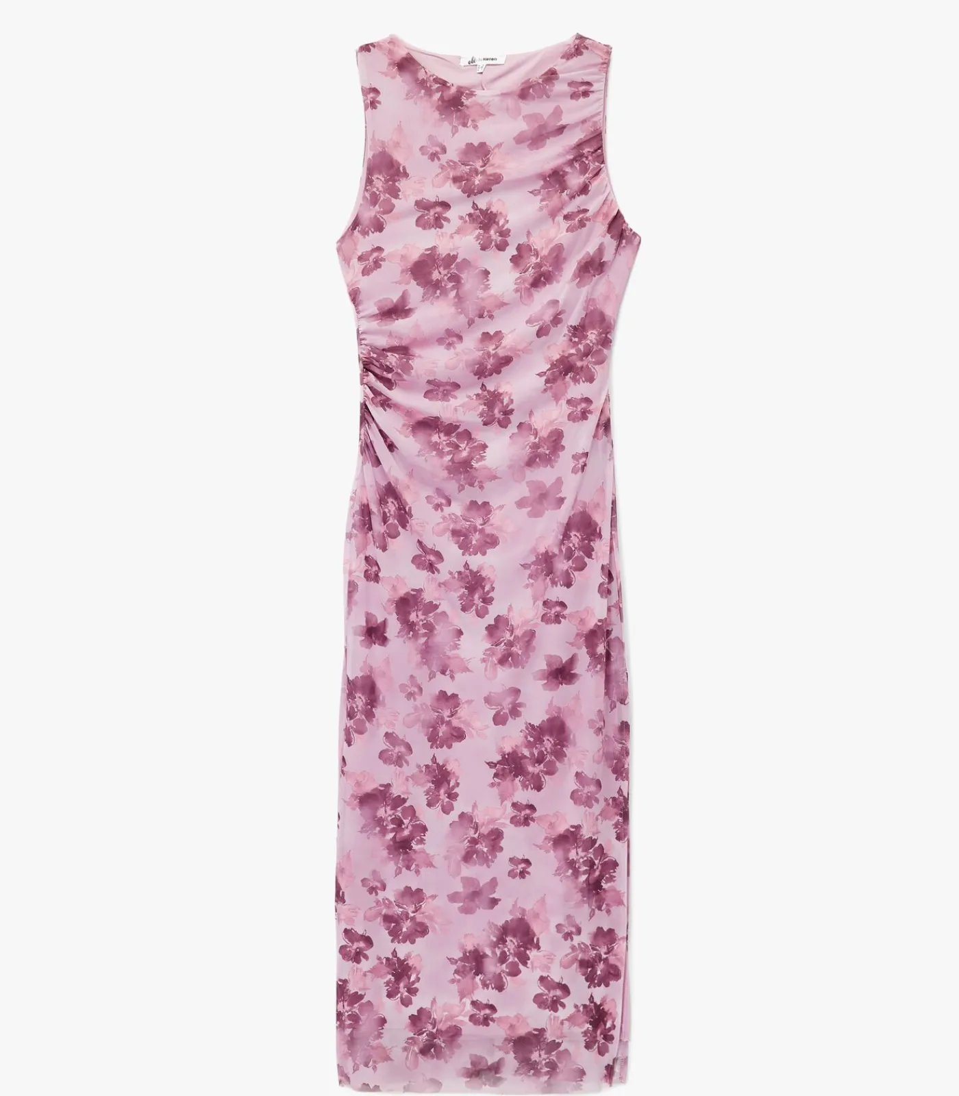 Koton Lange Bloemenjurk met Ronde Hals pink Outlet