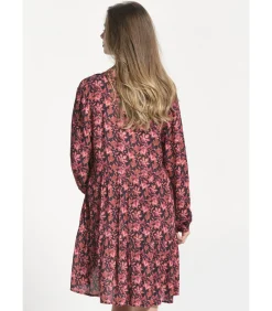 J&JOY Lange mouw uitlopende jurk red New