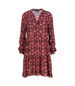 J&JOY Lange mouw uitlopende jurk red New