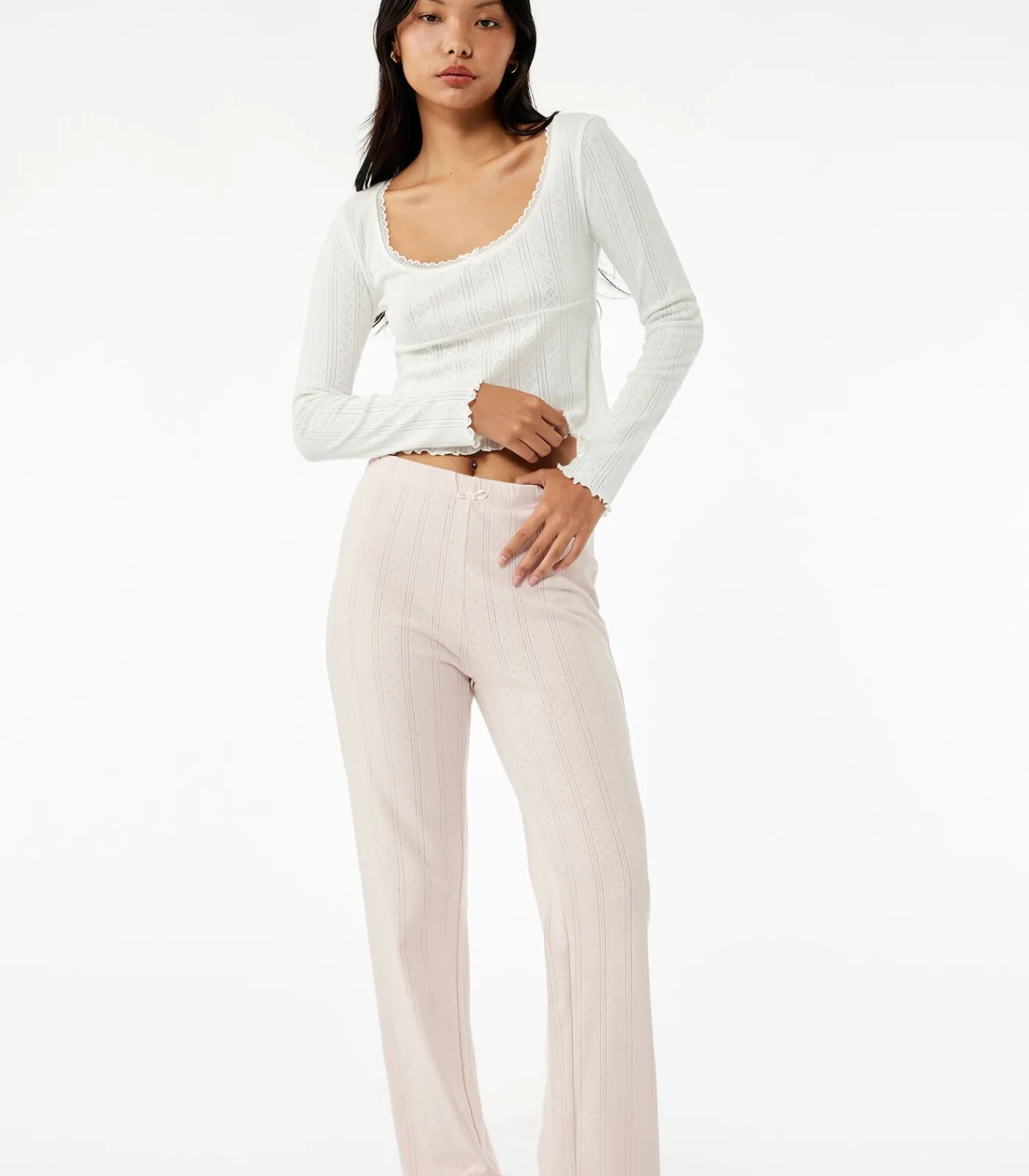 Koton Lange Pijama Broek Katoen met Fionkdetail lilac Outlet