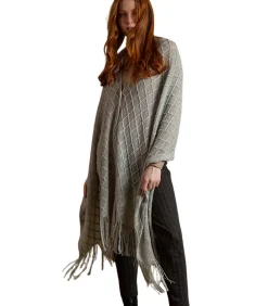 ADMAS Lange poncho Punto gray