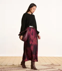 La Fée Maraboutée Lange rode rok met print lightRed New