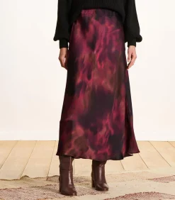 La Fée Maraboutée Lange rode rok met print lightRed New