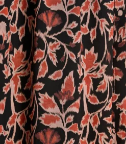 La Fée Maraboutée Lange zwarte en bruine jurk met ceintuur en cache-coeur print black Sale