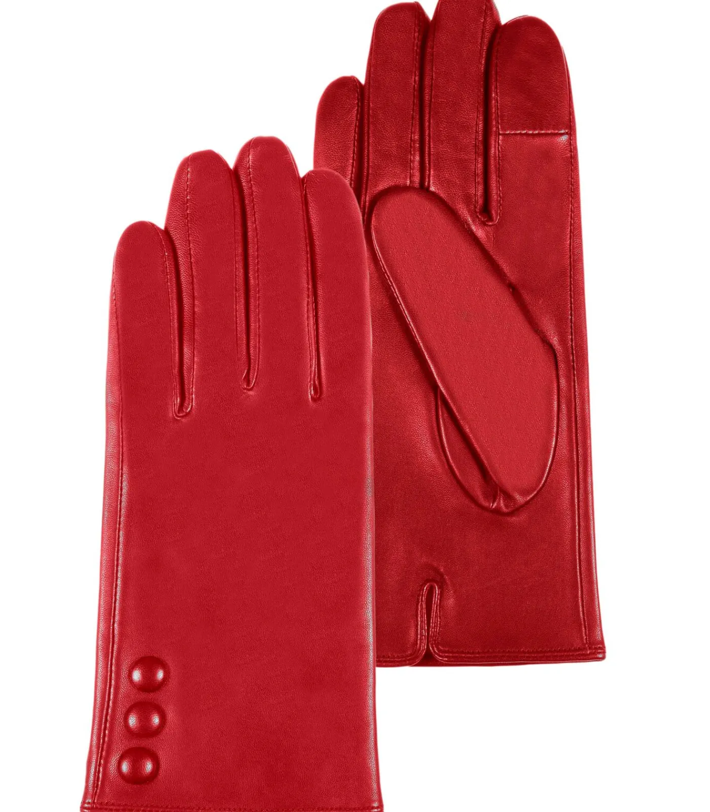 ISOTONER Leren dameshandschoenen met 3 knopen Rood red Hot