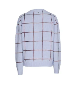Marie Méro Lichtblauwe pull met bordeaux ruiten blue Sale