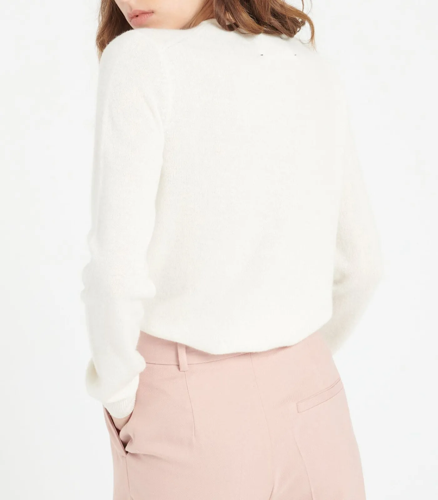 Studio Cashmere8 LILLY 4 Uitgestikt vest met ronde hals - 100% kasjmier offWhite Best
