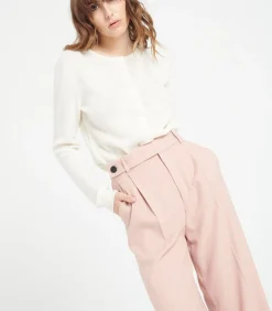 Studio Cashmere8 LILLY 4 Uitgestikt vest met ronde hals - 100% kasjmier offWhite Best