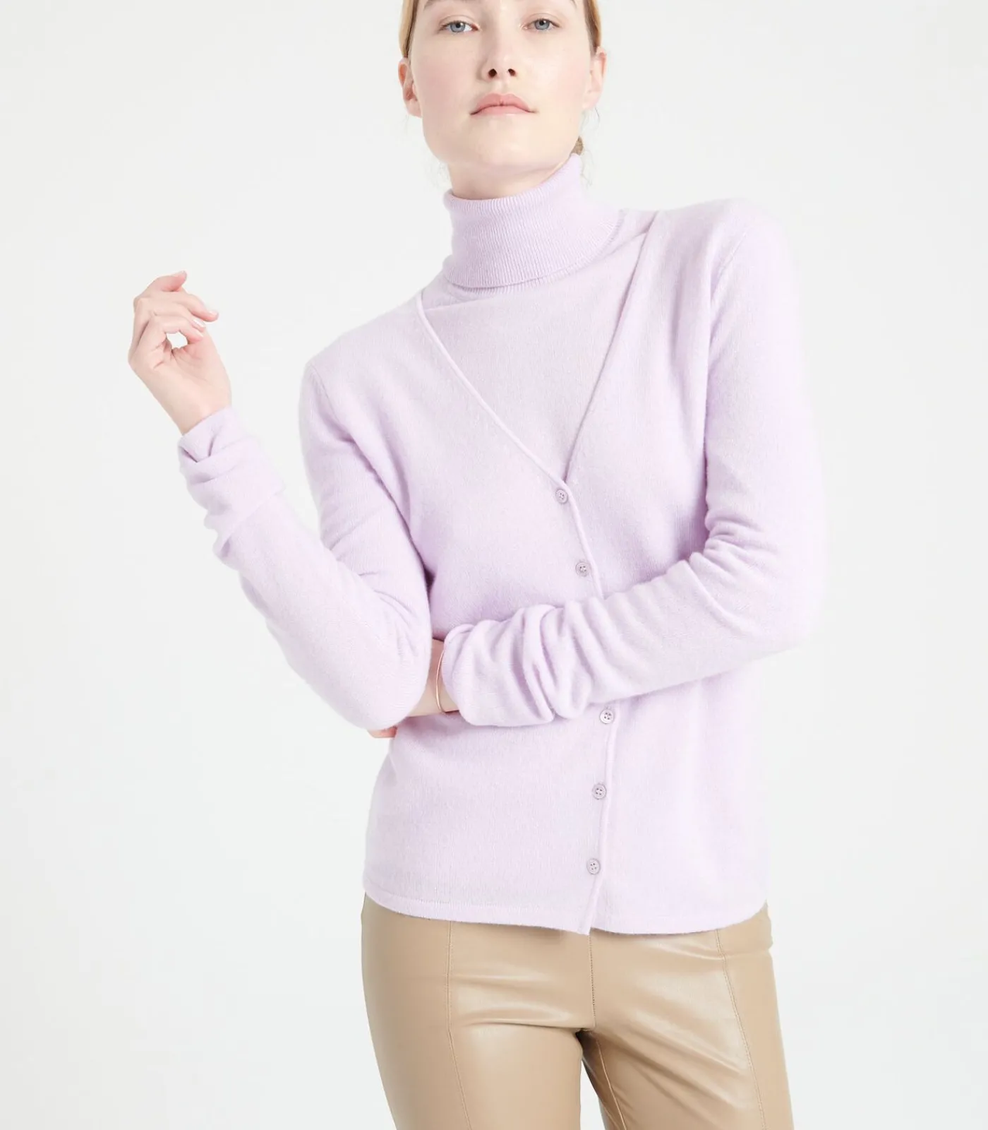 Studio Cashmere8 LILLY 7 V-hals vest - 100% kasjmier lilac Clearance