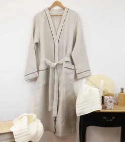 Linandelle Linnen badjas in ecru linnen 4xl offWhite New
