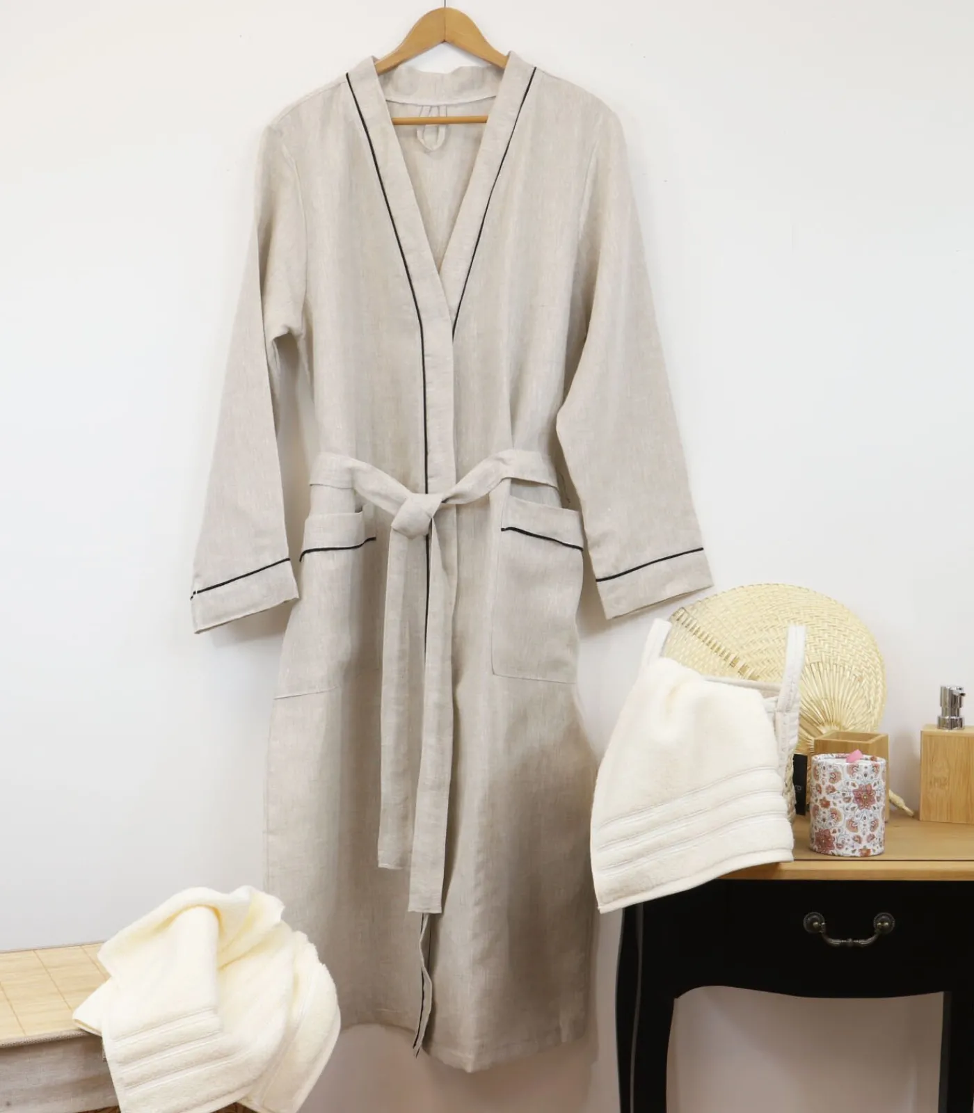Linandelle Linnen badjas in ecru linnen 4xl offWhite New