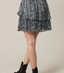 Deeluxe LORALIE - Rok met ruches en dierenprint gray Outlet