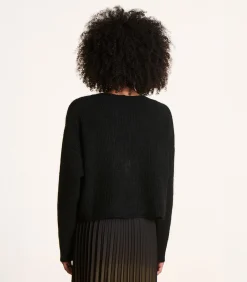 La Fée Maraboutée Losse en korte zwarte gebreide gilet black Outlet