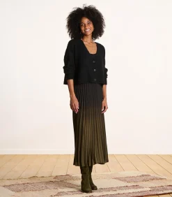 La Fée Maraboutée Losse en korte zwarte gebreide gilet black Outlet