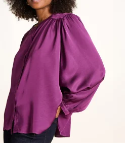 La Fée Maraboutée Losse paarse satijnen blouse darkPurple Clearance