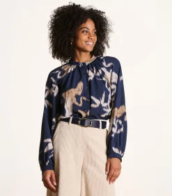 La Fée Maraboutée Losvallend marineblauw overhemd met print navyBlue Sale