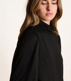 La Fée Maraboutée Losvallend zwart T-shirt met coltrui en lange mouwen black Clearance