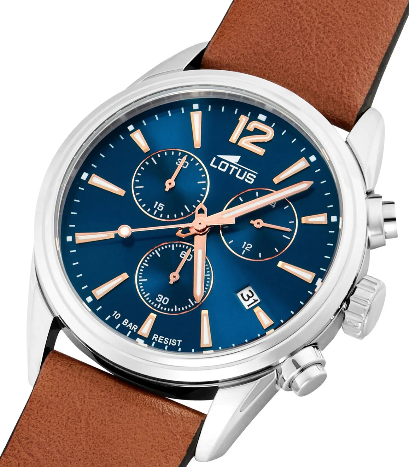 Lotus heren blauw chrono leer horloge armband blue Discount