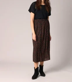 Deeluxe LOUNA - Midi-rok met stippenprint en elastische taille black Online