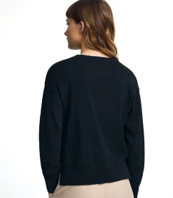 Polo Club Marine blauwe trui van wolmix met ronde hals en geborduurd Rigby Go-logo navyBlue Best