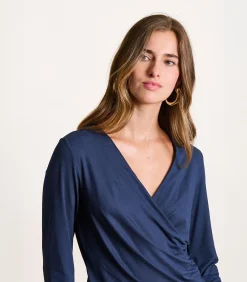 La Fée Maraboutée Marineblauw getailleerd overslag T-shirt met lange mouwen navyBlue Clearance