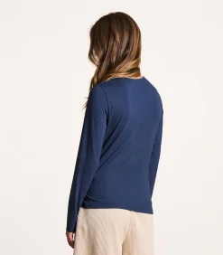 La Fée Maraboutée Marineblauw getailleerd overslag T-shirt met lange mouwen navyBlue Clearance