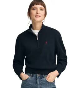 Polo Club Marineblauwe trui van wolmix met halve rits en geborduurd Rigby Go-logo navyBlue Discount