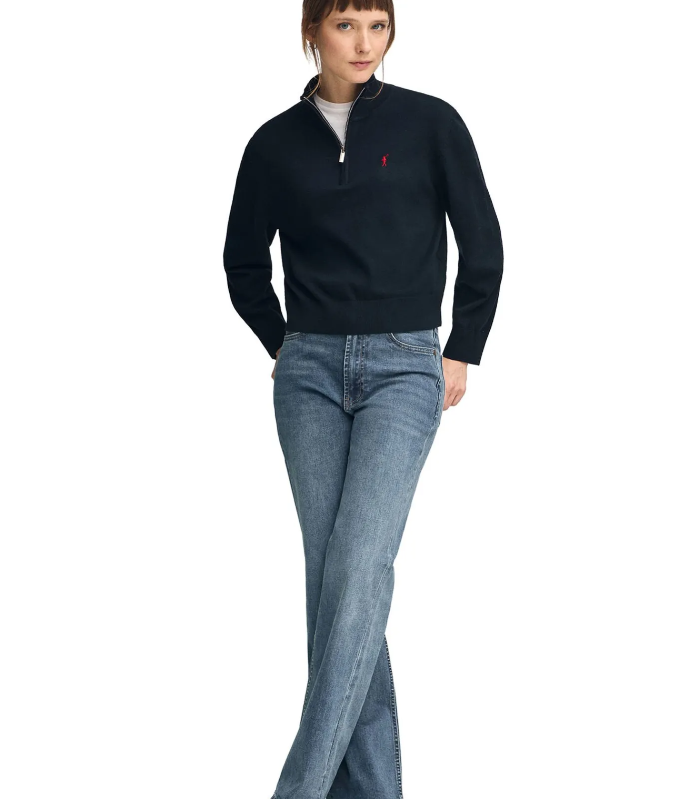Polo Club Marineblauwe trui van wolmix met halve rits en geborduurd Rigby Go-logo navyBlue Discount