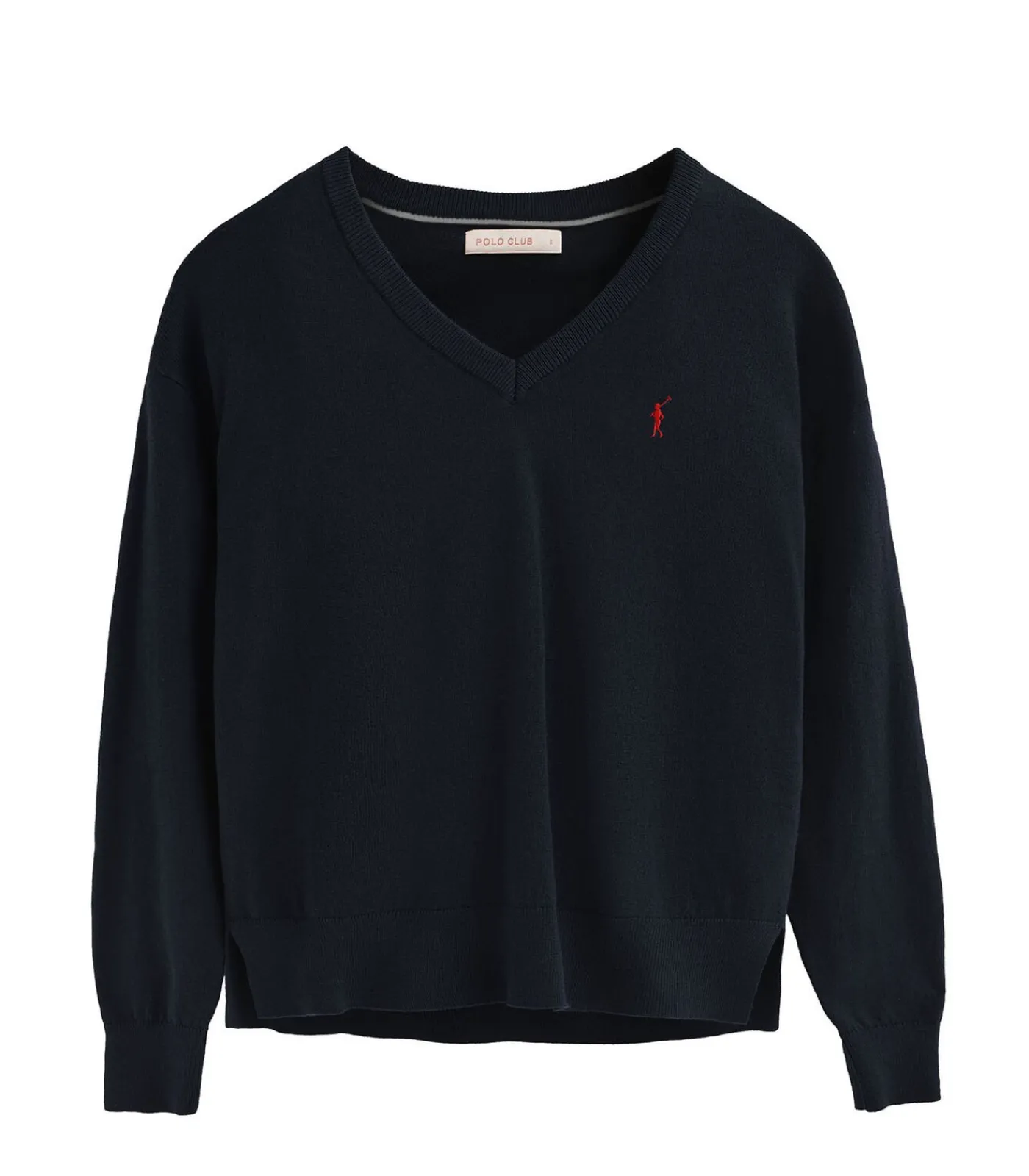 Polo Club Marineblauwe trui van wolmix met V-hals en geborduurd Rigby Go-logo navyBlue New