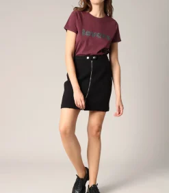 Deeluxe MARVA - Gestructureerde gebreide minirok met ritssluiting, elegante rechte snit black Online