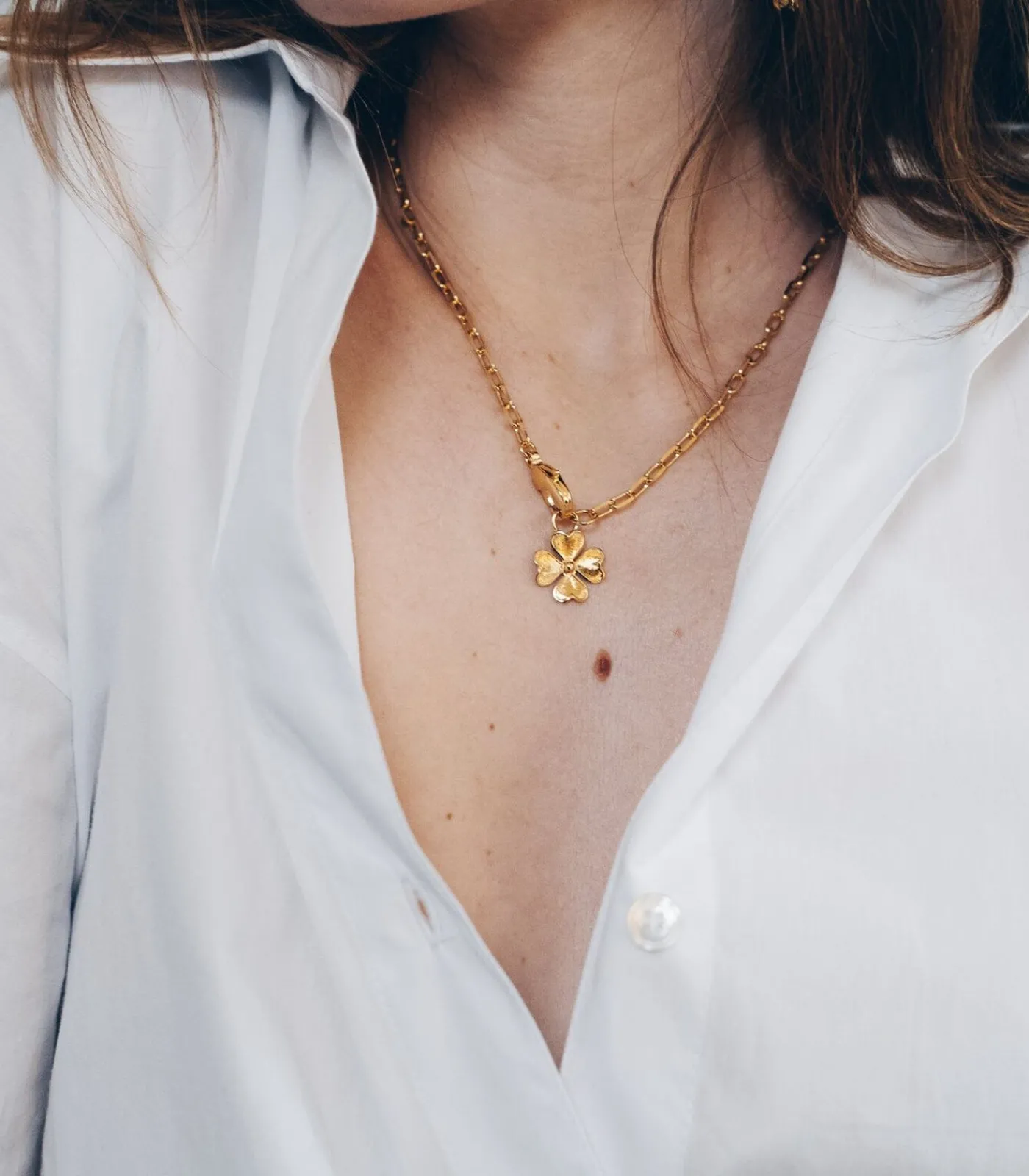 Monsieur Simone Maxi Ketting Léon Goud Klavertje gold New