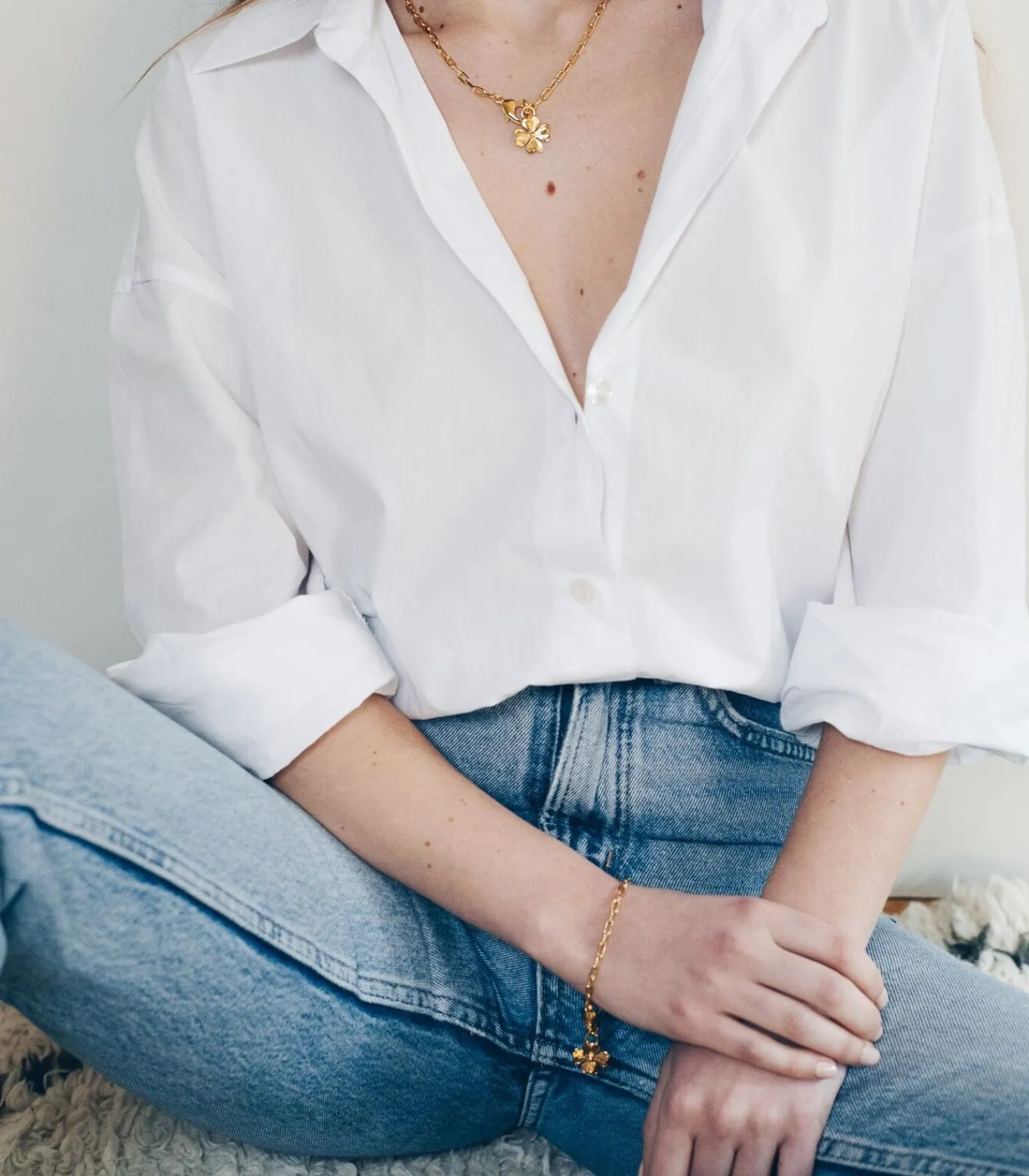 Monsieur Simone Maxi Ketting Léon Goud Klavertje gold New