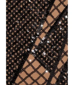 Goddiva Maxi-jurk “Geometric Sequin Plunge Maxi” black New