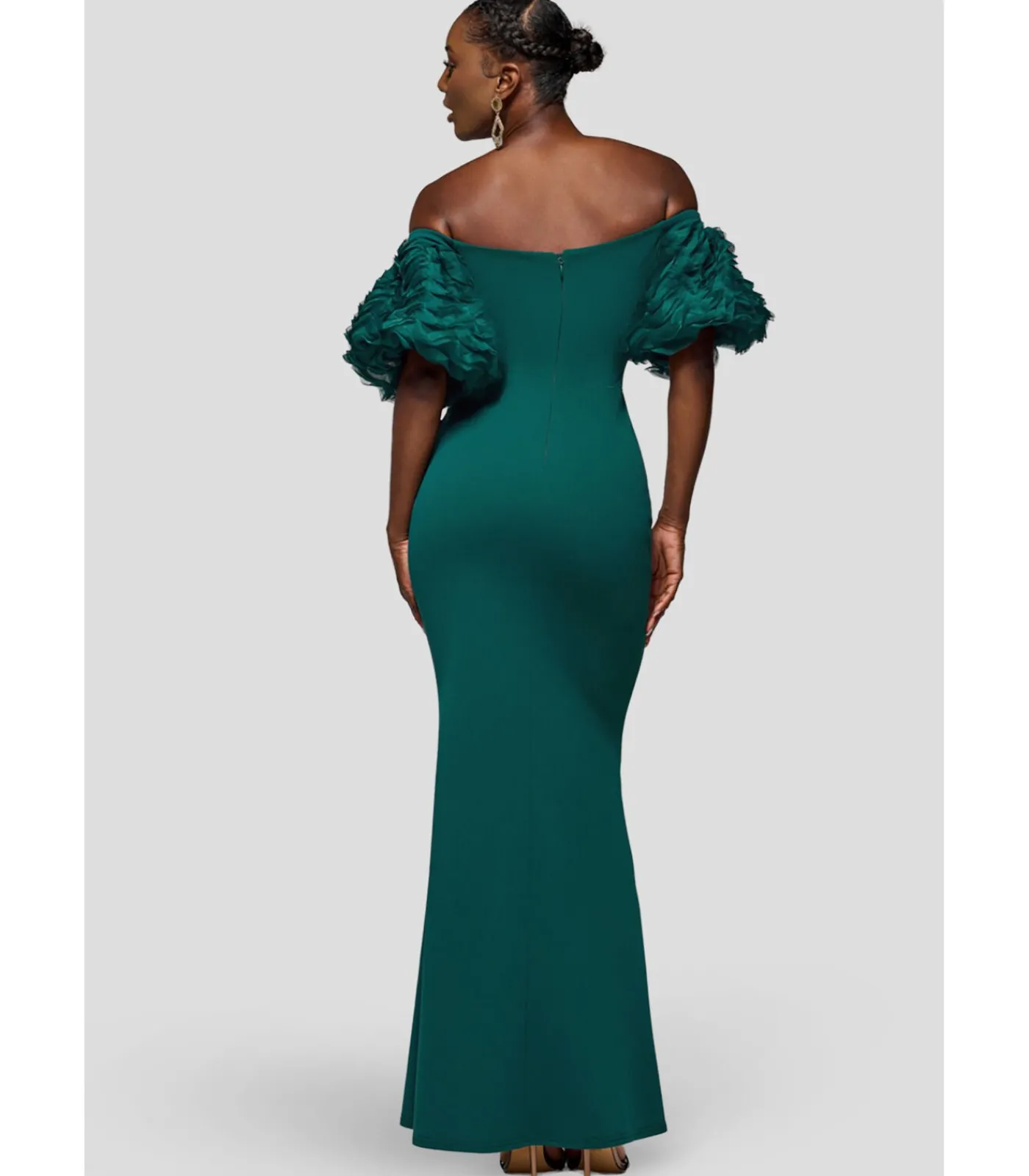 Goddiva Maxi-jurk “Off The Shoulder 3D Puffed Sleeve Sweetheart Maxi Dress” oliveGreen Best