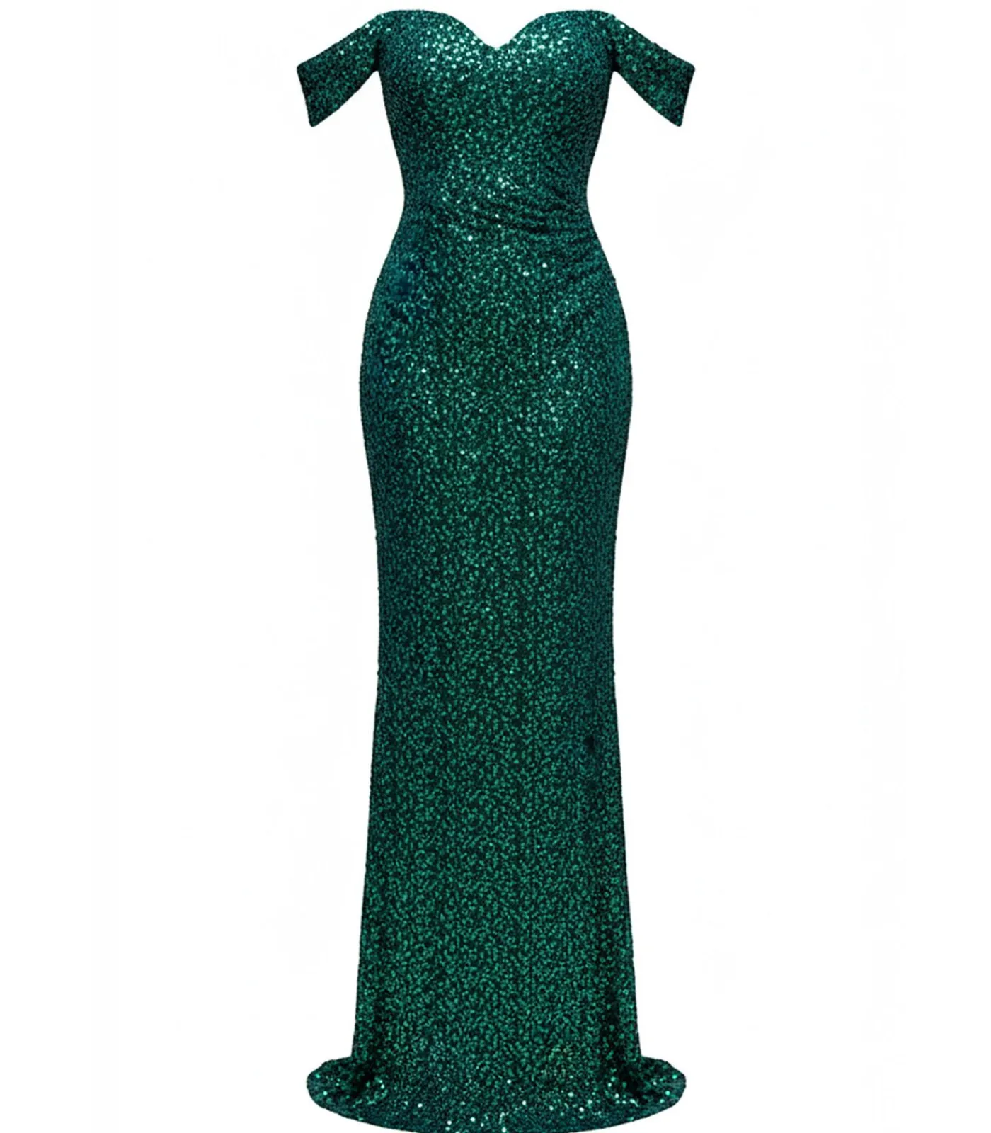 Goddiva Maxi-jurk “Off The Shoulder Sequin Wing Maxi” oliveGreen