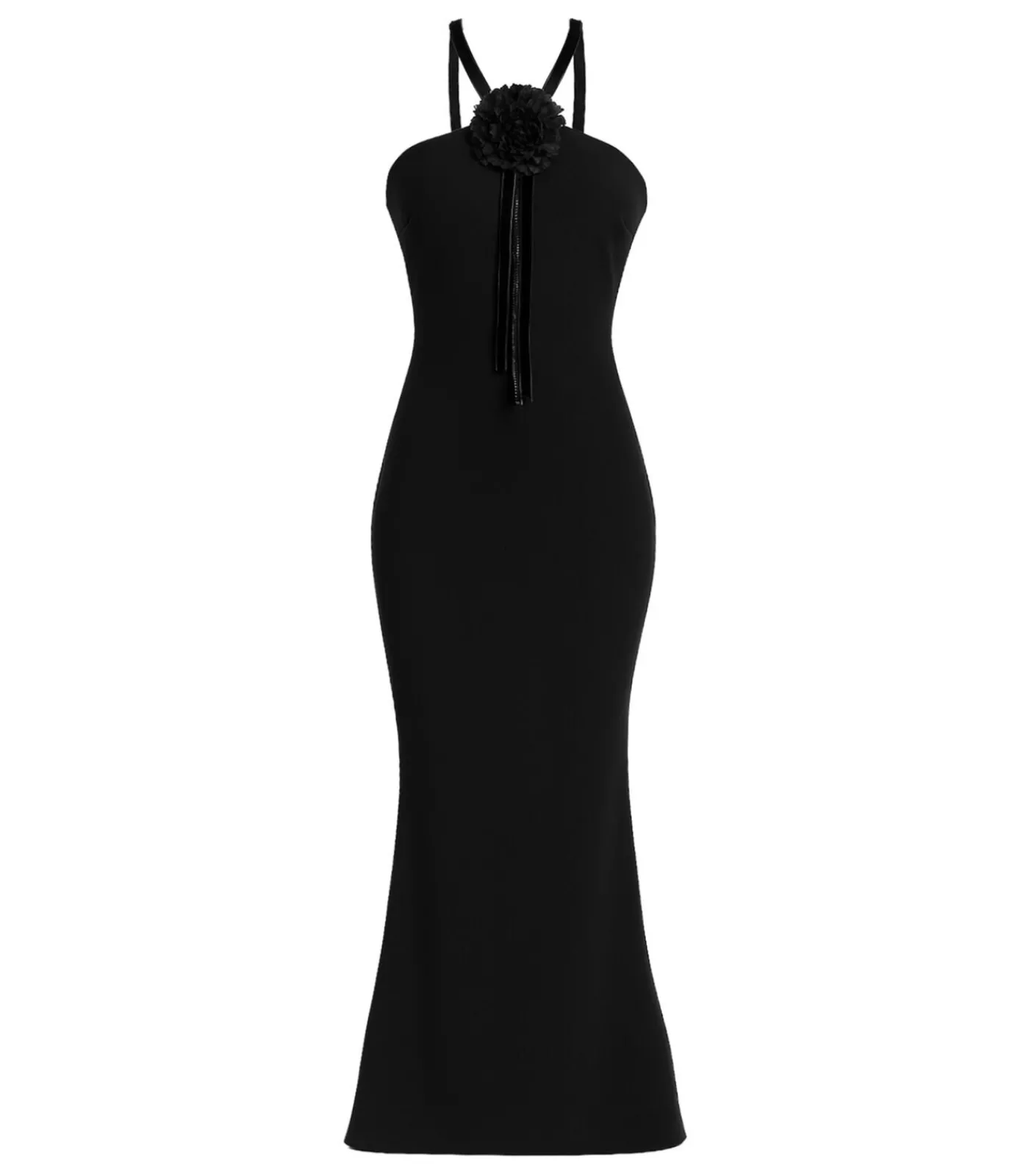 Goddiva Maxi-jurk “Racer Neck Corsage Scuba Maxi” black Best