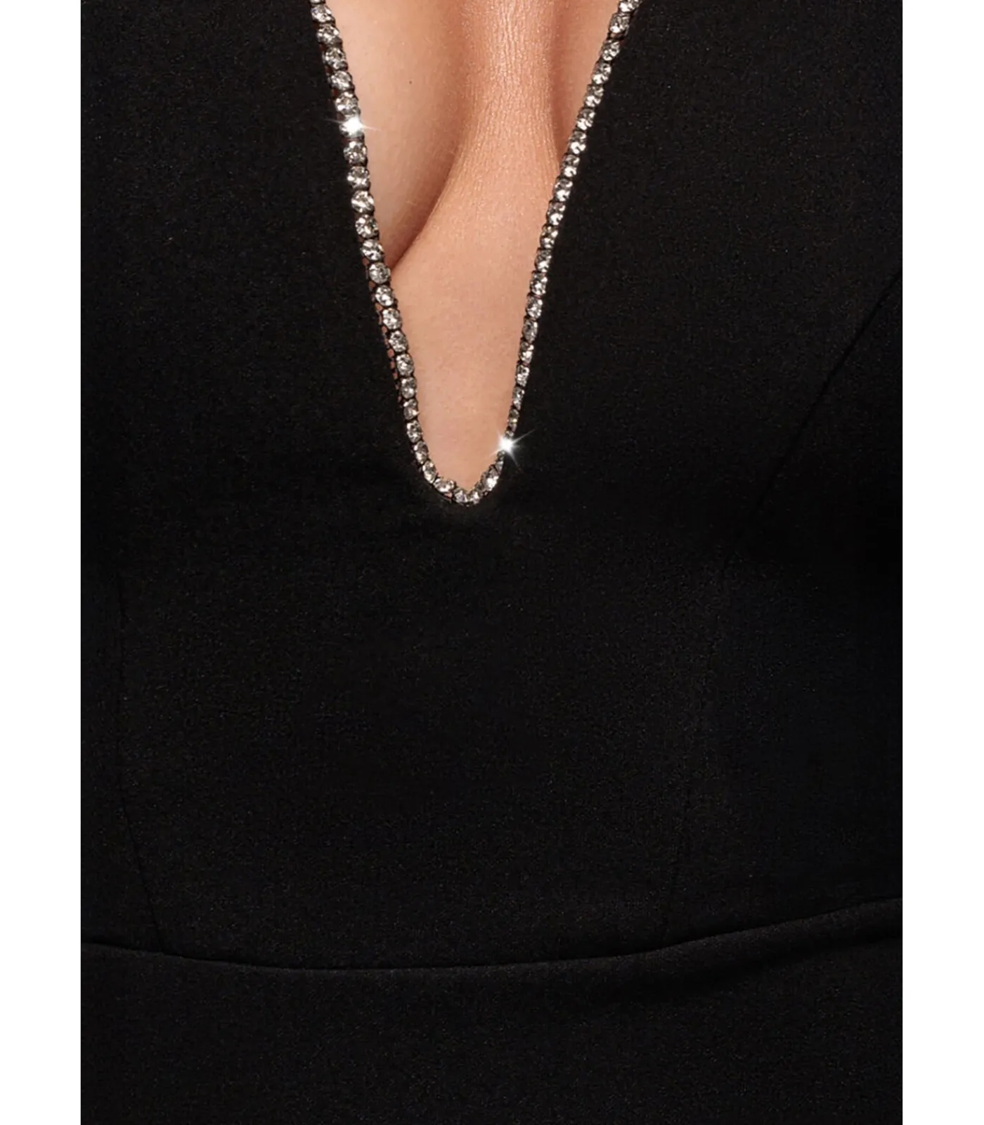 Goddiva Maxi-jurk “Strapless Super Plunge Diamante Neck Maxi Dress” black Outlet