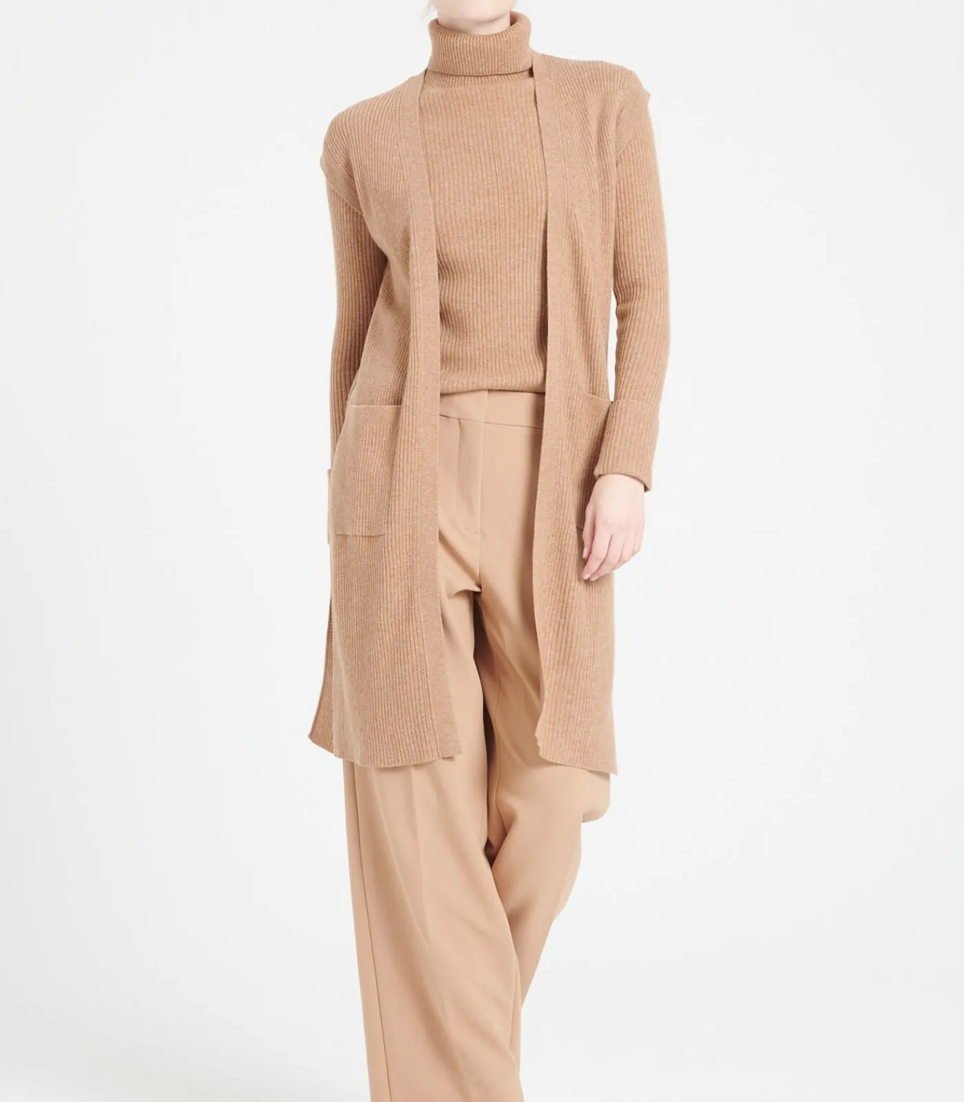 Studio Cashmere8 MIA 6 Lang mouwloos vest - 100% kasjmier camel Online
