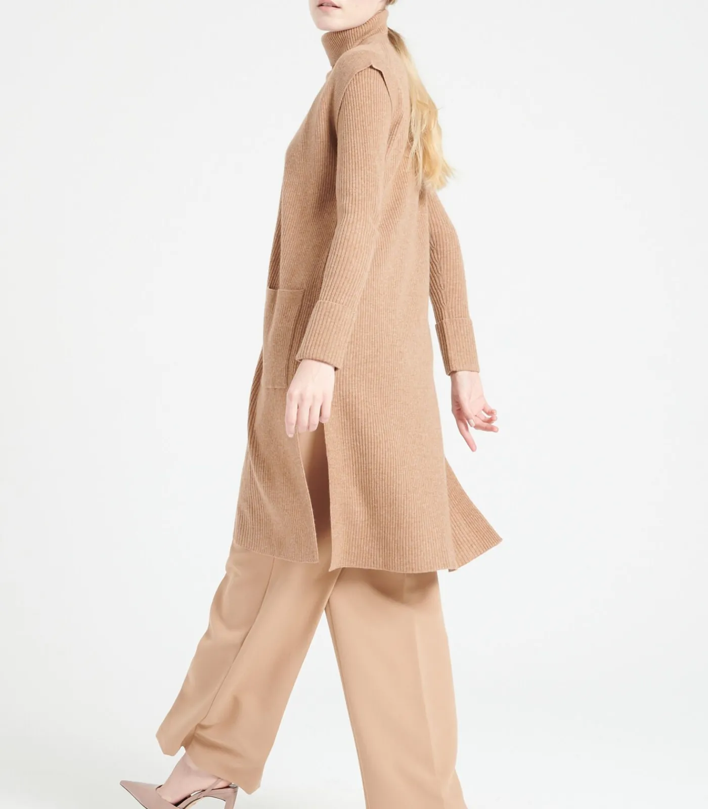 Studio Cashmere8 MIA 6 Lang mouwloos vest - 100% kasjmier camel Online