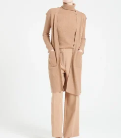 Studio Cashmere8 MIA 6 Lang mouwloos vest - 100% kasjmier camel Online