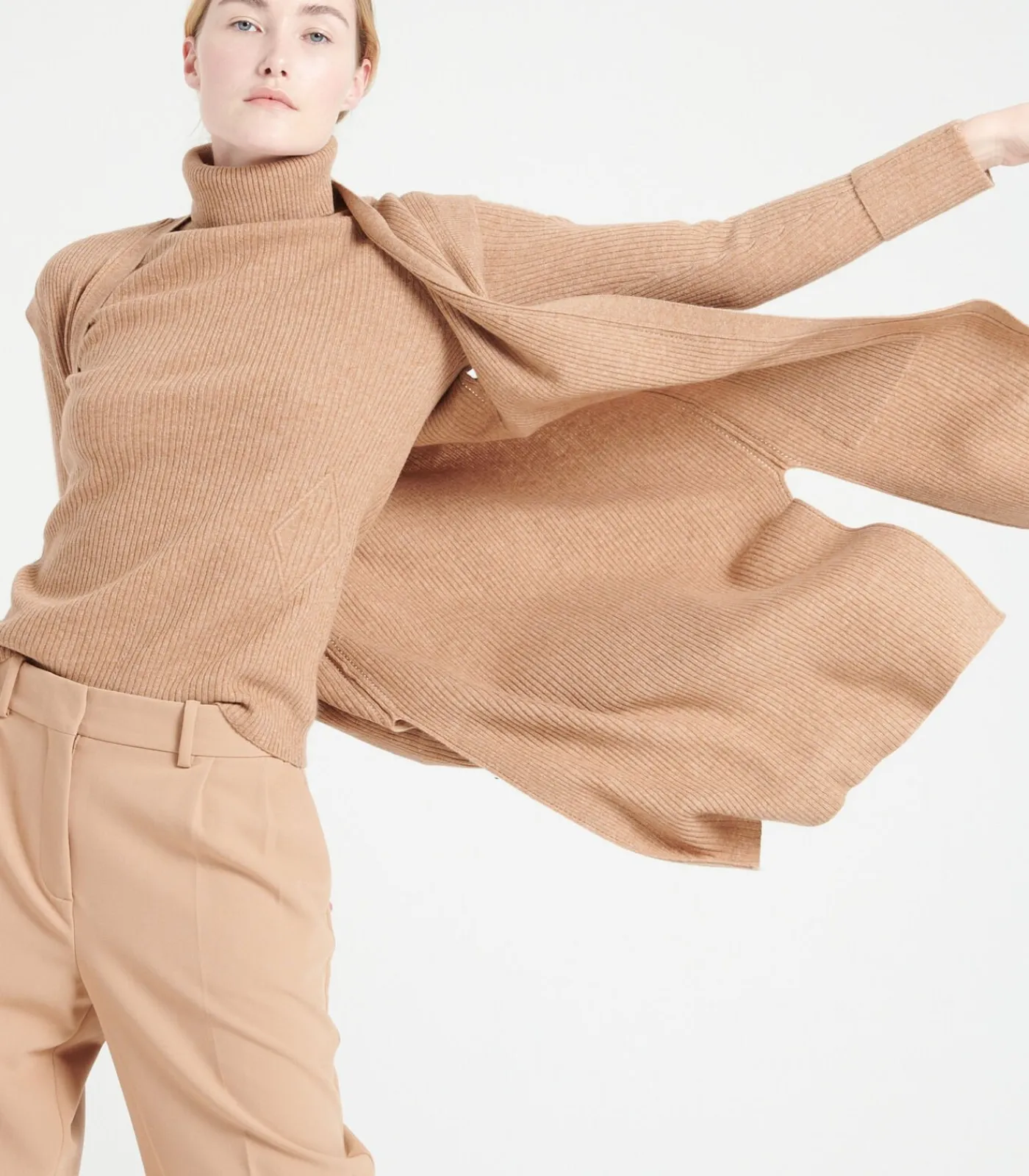 Studio Cashmere8 MIA 6 Lang mouwloos vest - 100% kasjmier camel Online